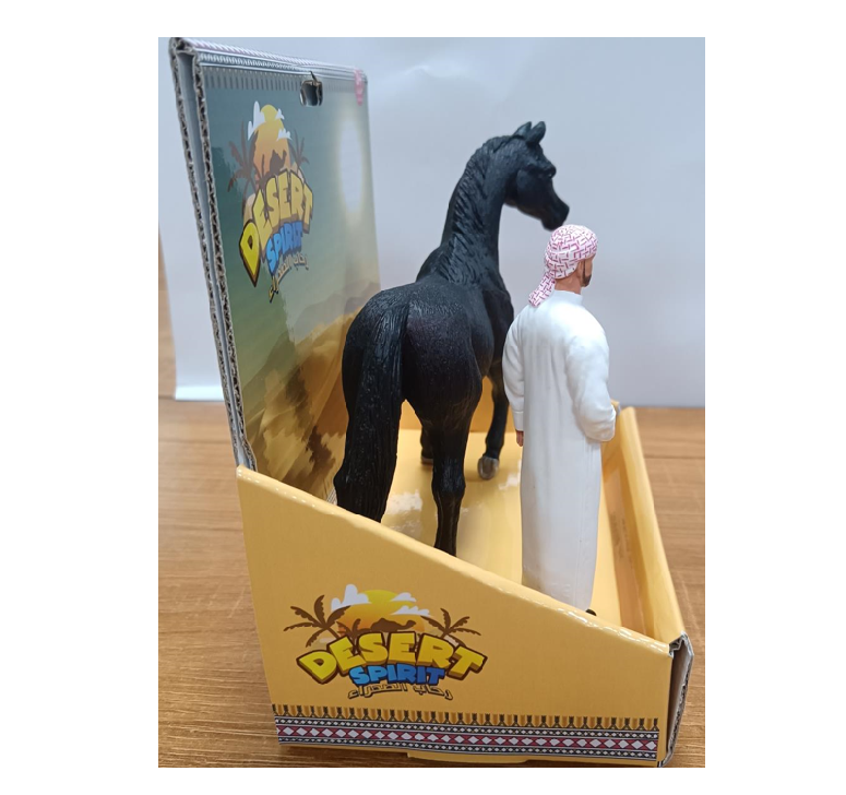 Toy School Desert Spirit Horse Black Arabian With Arab Man